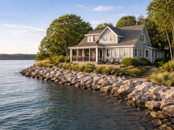 Waterfront home in Western New York with shoreline protection, showing what buyers look for when selling