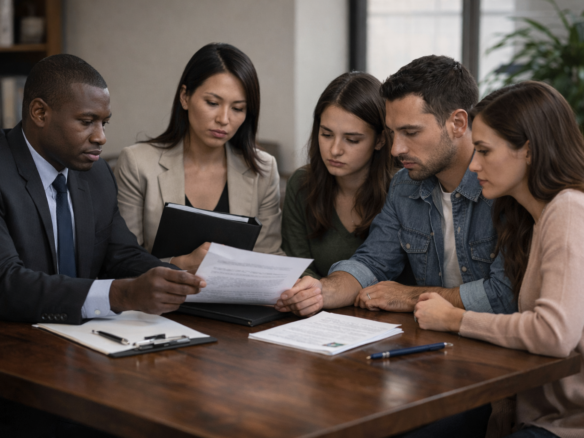 Family reviewing probate paperwork with advisor in Western New York