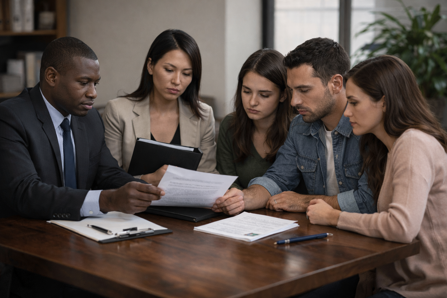 Family reviewing probate paperwork with advisor in Western New York
