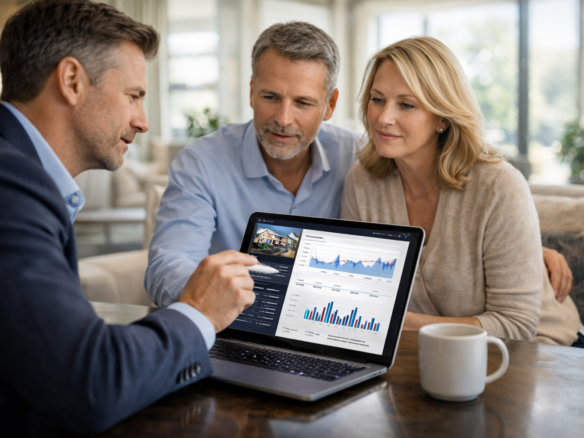 Realtor reviewing market data and pricing strategy with Western New York home sellers after an expired listing