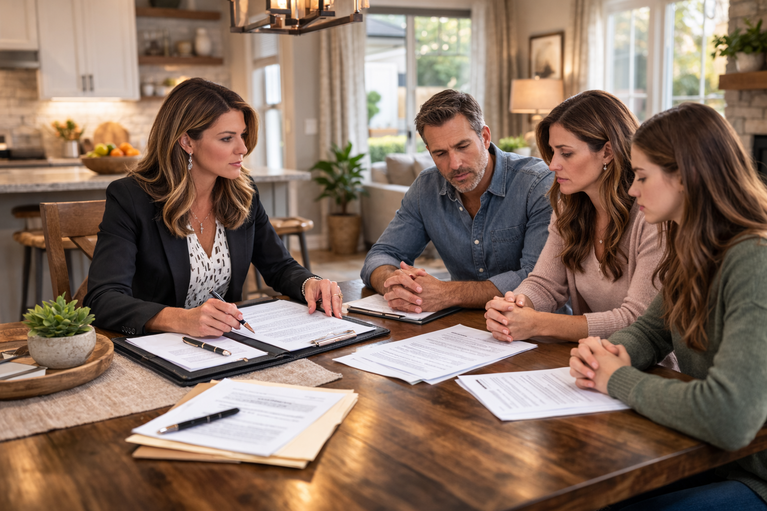Family members reviewing personal belongings inside inherited home in Western New York