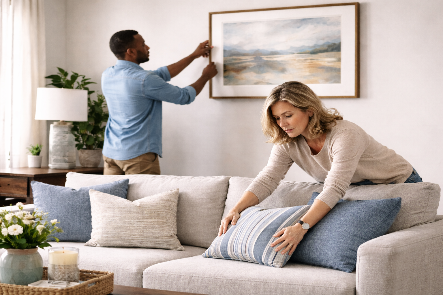 Lightly staged living room in a Western New York home for resale