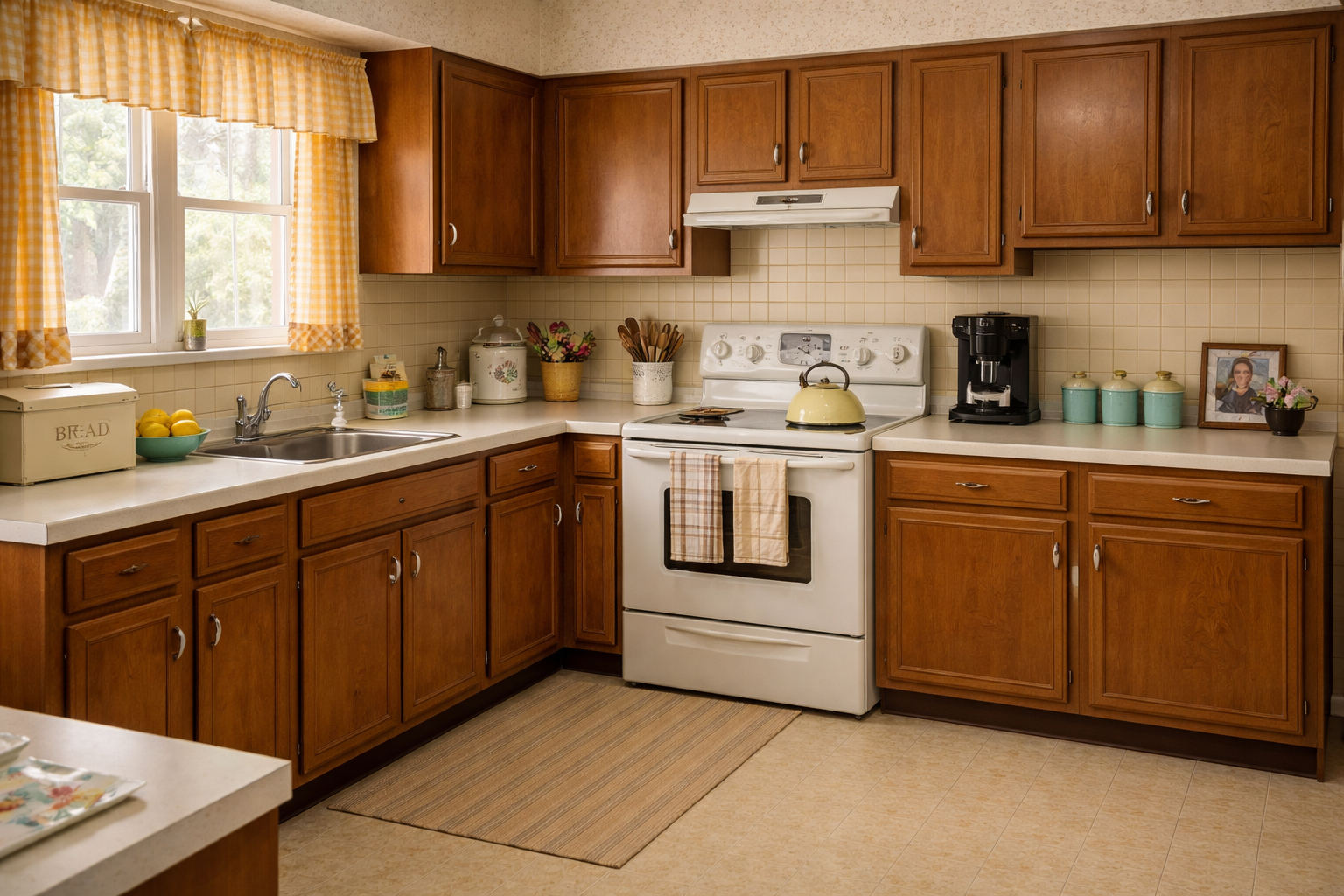 Cleaned and staged kitchen of an inherited home in Western New York