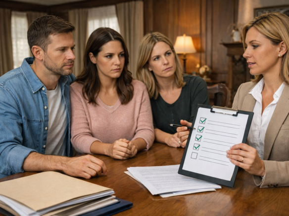 Family meeting with real estate advisor about selling an estate home in Western New York